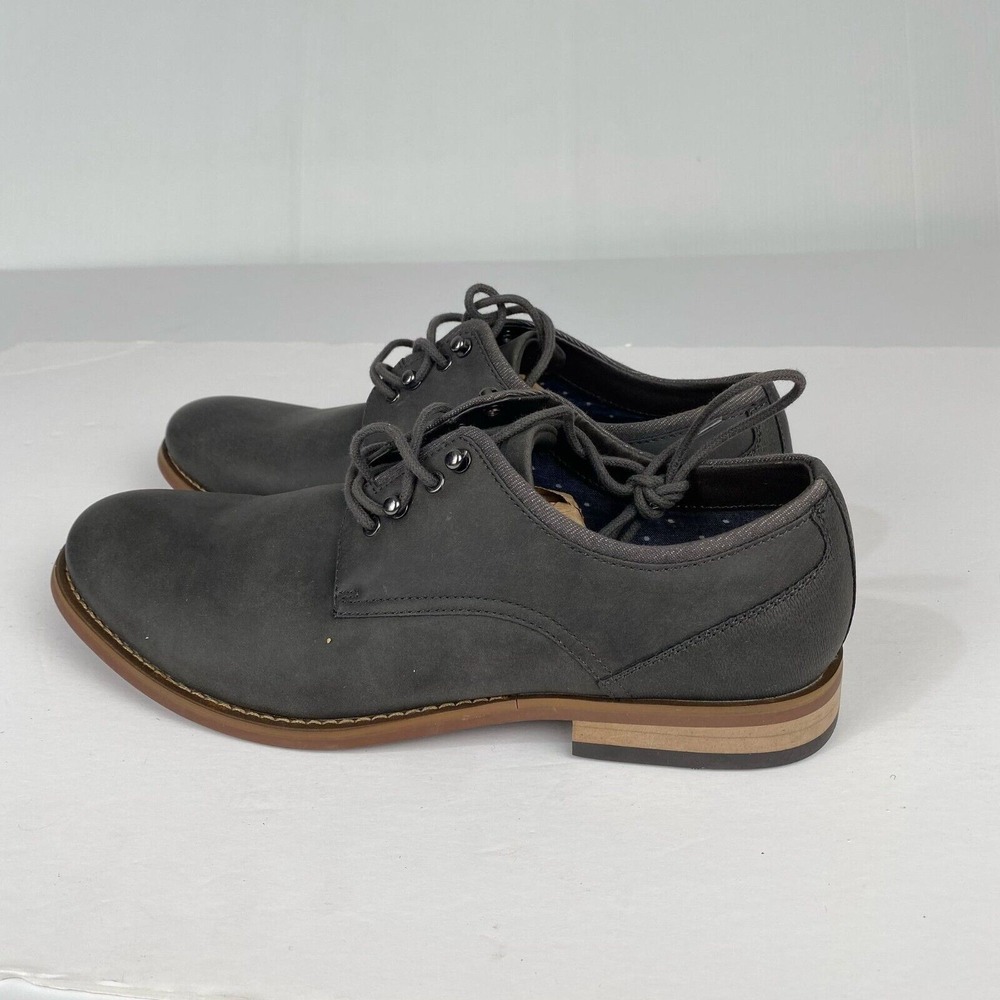 RYE Hawker Men's Dress Shoes Size 10 Formal Oxfords Grey Leather Lace Up Low Toe